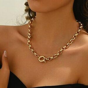 Gold Chunky Necklace Statement Gold Choker Chain Link Statement Classy Trendy